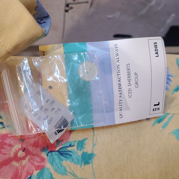 NWT VINTAGE Jacklyn Smith Sport Yellow Floral Print Button Up Blouse Women Large - Picture 5 of 13